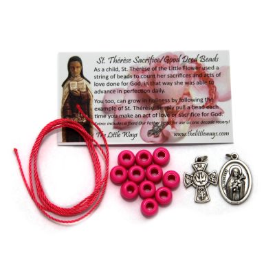kit-sacrifice-beads-pink-fiveway-cross-st-therese-medal