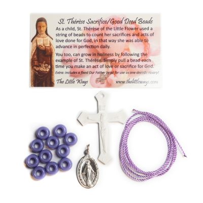 kit-sacrifice-beads-plastic-cross-miraculous-medal-purple