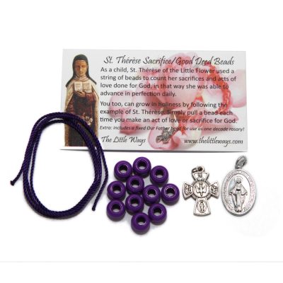 kit-sacrifice-beads-purple-fiveway-cross-miraculous-medal